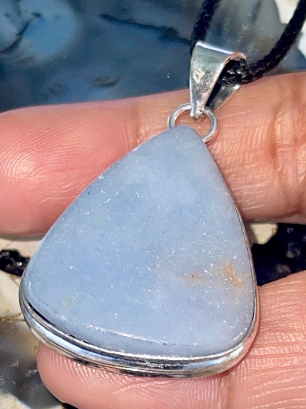 Blue Anhydrite Angelite Pendant 1 7/8”